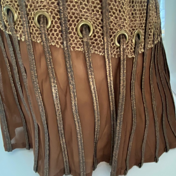 OBSTINEE by IKA BRONZE METALLIC SKIRT IN HONEY COMB PATTERN/VERTICAL LINEAR 6 - Picture 6 of 7